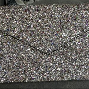 Rebecca Minkoff multi color Glittering Silver Clutch Bag